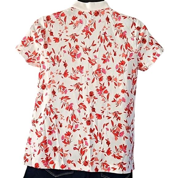 NWOT Croft & Barrow Women’s Red and White Extra-Soft Floral Polo Shirt Size XL - Picture 4 of 6